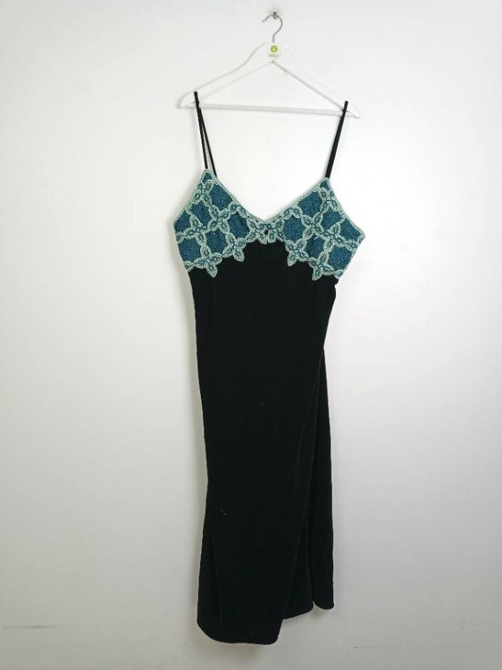 Zara Sleeveless Velvet Dress Dark Green Size: Xxl