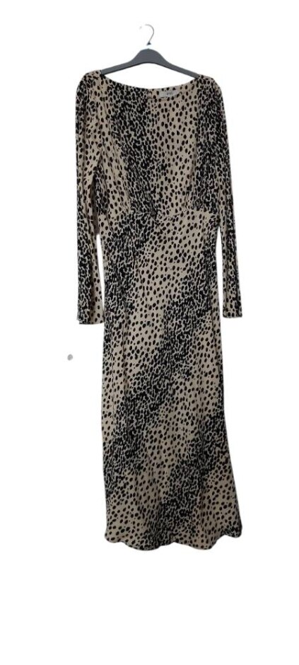 M&s Ankle Length Long Sleeve Dress Cream & Black Size: 14