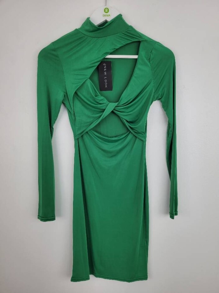 New Look Cut Out Twist Dress Rrp £23.99 Green Size: 8