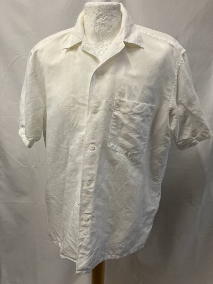 Uniqlo Linen Cotton Short Sleeveshirt White Size: S