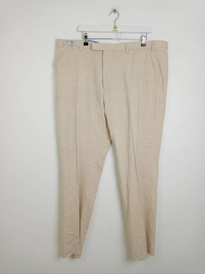 M&s Marks & Spencer Linen Trousers W42''l31'' Beige Size: 42