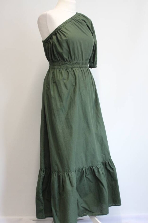 M&s Marks & Spencer One Shoulder Dress Green Size: 8