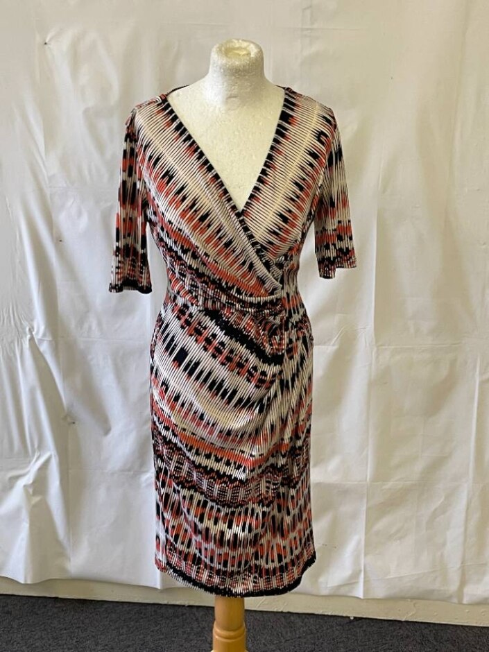 M @ S Collection Dress With Ethnic Pattern Amber Mix Size: 10