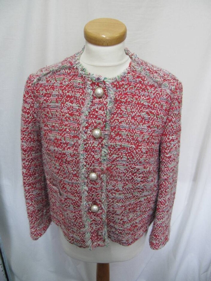 Zara Tweed Jacket Red Size: L