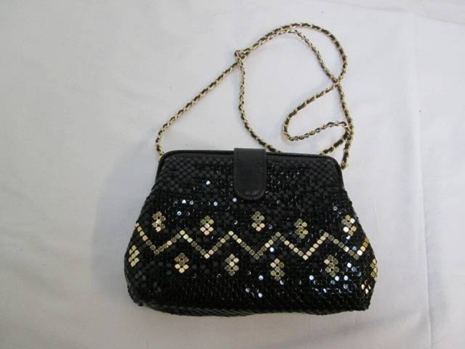 Vintage 80s Ultra Mesh Shoulder Bag Black/gold