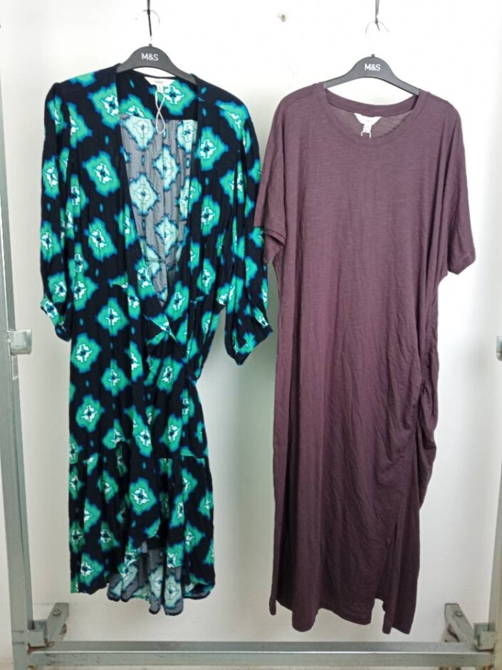 M&s Collection 2x Midaxi Dress Bundle Multicoloured Size: 22