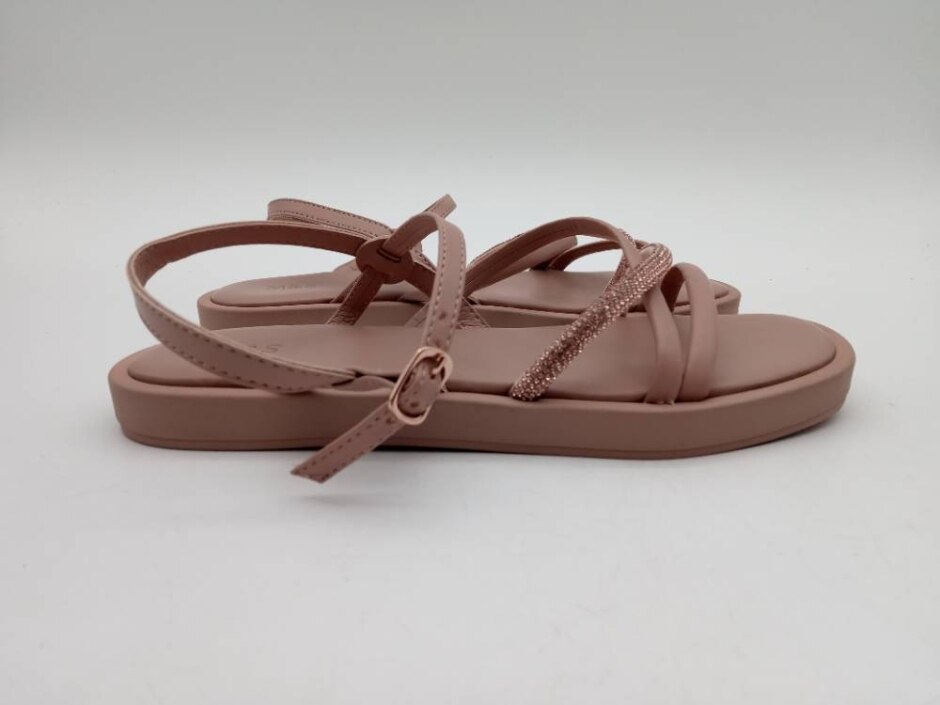 M&s Size 4 Sand Colour Diamante Sparkle Flat Sandals New