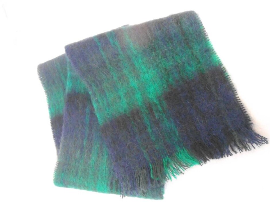 New Mohair/wool Scarf  - Tartan Check