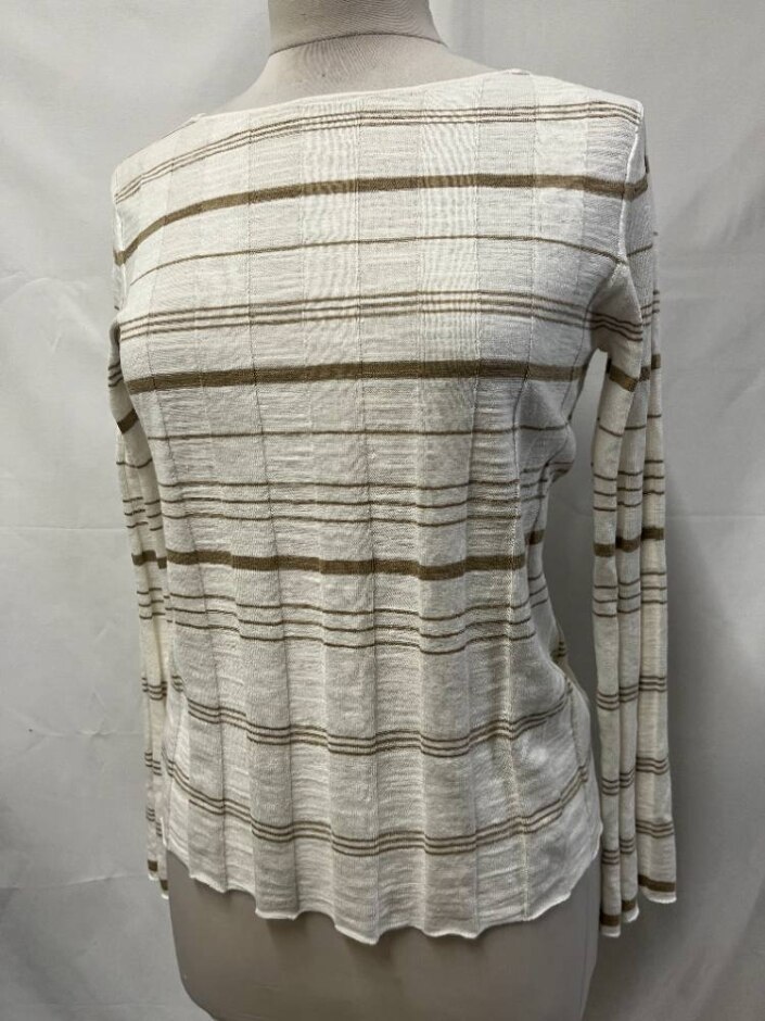 Jigsaw Linen Mix Long Sleeve T-shirt Cream Beige Size: Xs