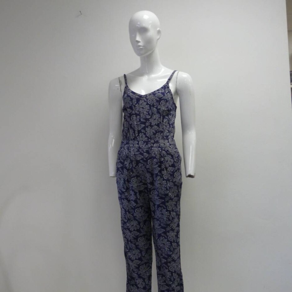 Fatface Sleeveless Jumpsuit Blue Floral Size: 6