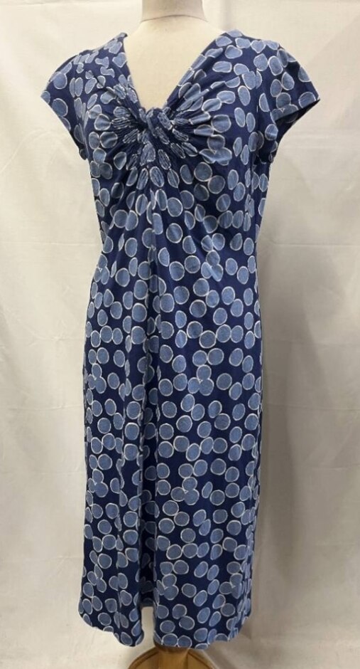 White Stuff Spotty Cotton Jersey Dress Cobalt Blue Size: 12