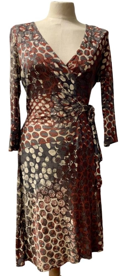 Sandwich Jersey V-neck Dress Burgundy Size: M