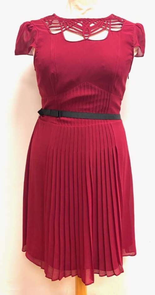 Karen Millen Occasion Dress Burgundy Size: 14