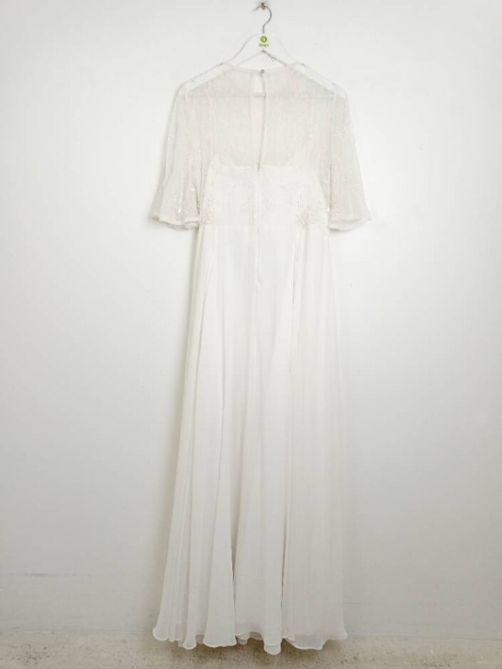 Asos White Beaded Bridal Dress White Size: 18