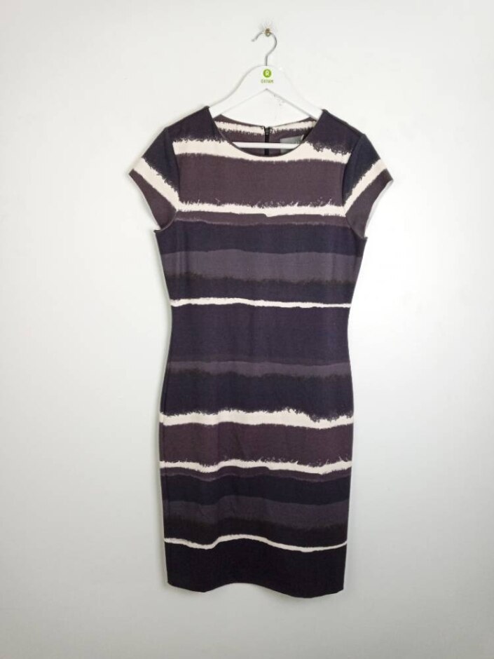 Phase Eight Striped Bodycon Dress Grey Size: 14