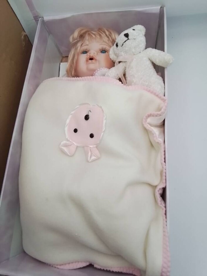 Large Porcelain Soft Bodied Baby Girl Doll 20” Leonardo Collection With Teddy