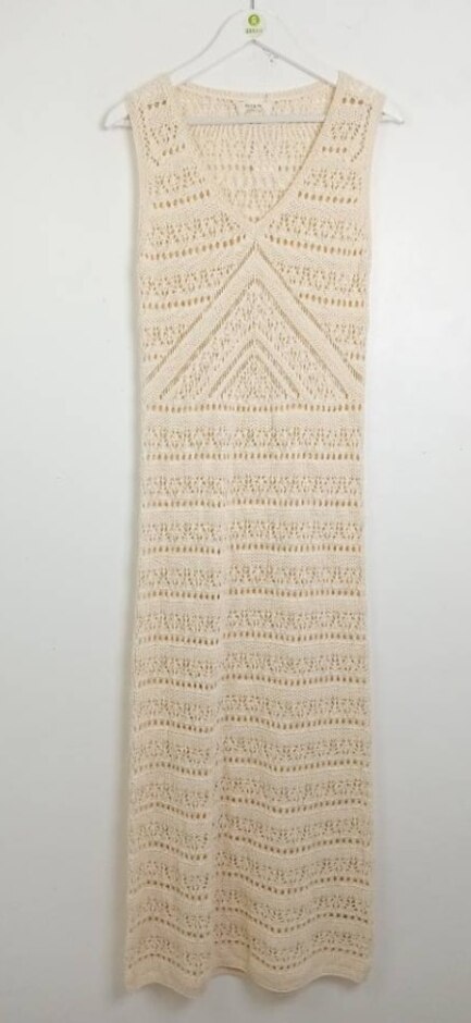Per Una Cotton Crochet Dress Rrp£49.50 Ecru Size: M