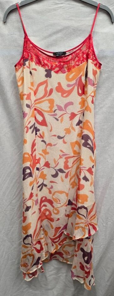 Caractere  Silk Floral Dress Cream Red Mix Size: 10