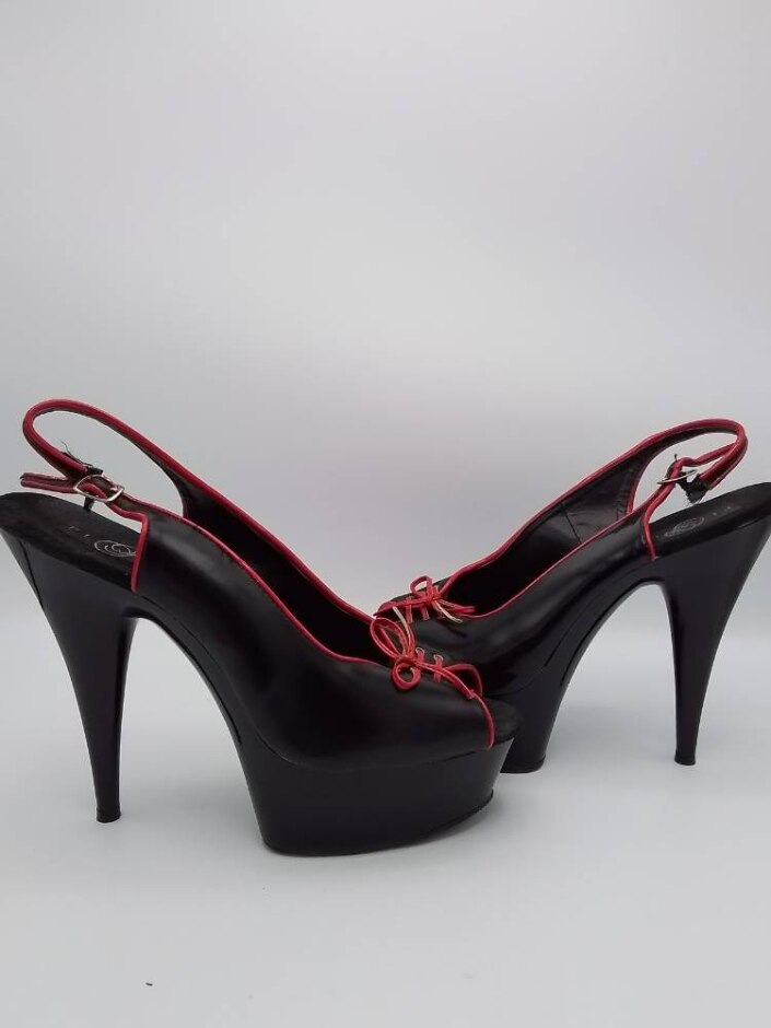 Pleaser Stiletto Heels Pole Dance- Black/red Sz 13