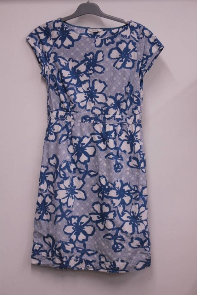 White Stuff Printed Dress White & Blue Size: 8