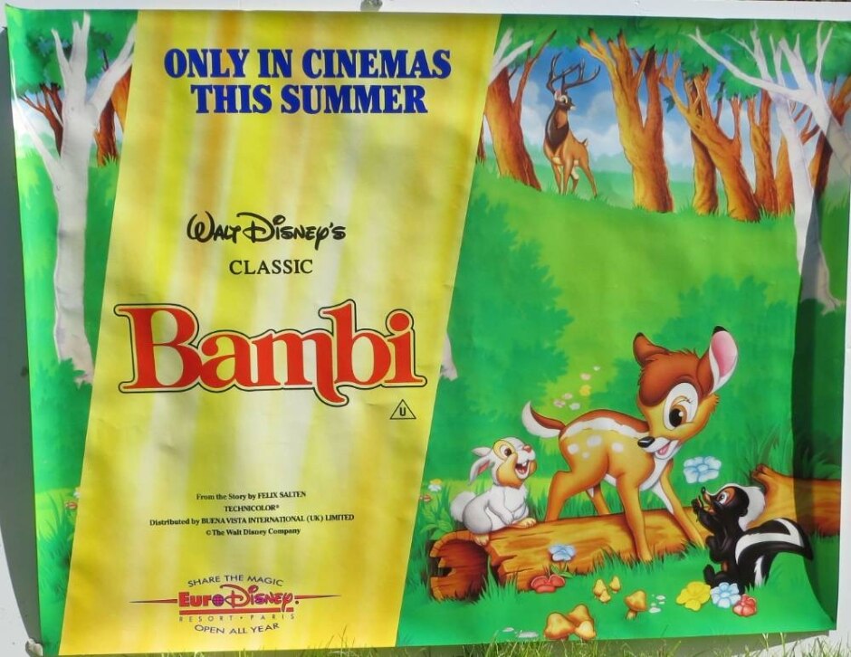 Bambi (1993 Rerelease) - Euro Disney British Quad Poster *folded Ex-shop New Stock*