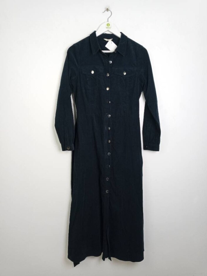Hush Corduroy Maxi Shirt Dress Black Size: 12