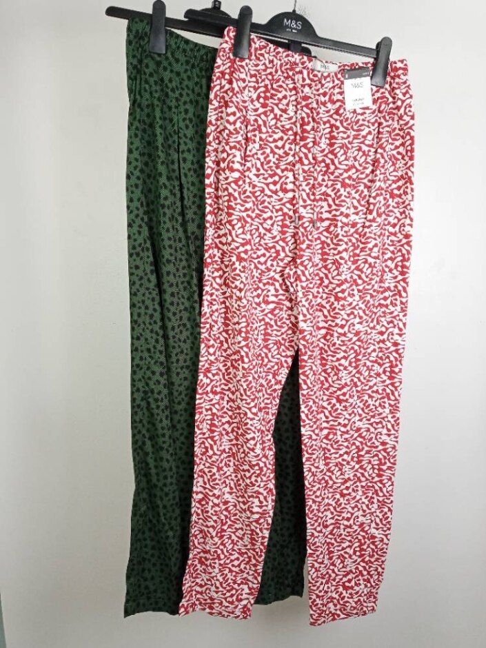 M&s 2 Pack Summer Trousers Khaki & Red Size: 8