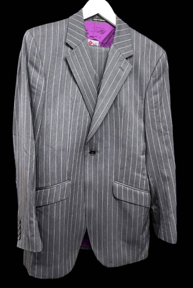 Hurlingham Grey Pinstripe 3-piece Suit Grey Size: M