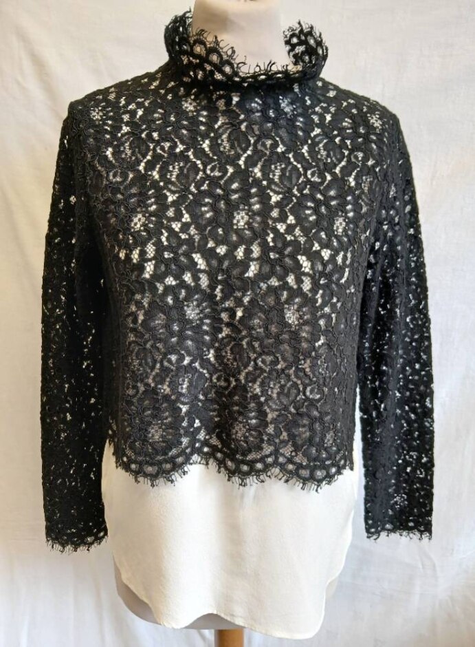 Sandro Lace Top Black Size: 10