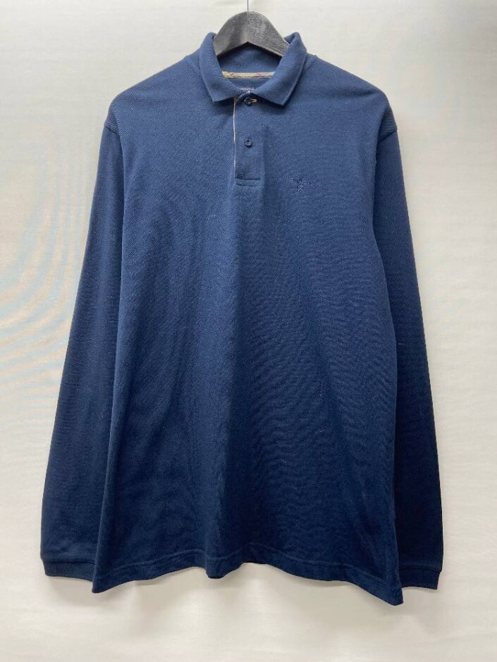 Barbour New Long Sleeve Polo Top Navy Size: L