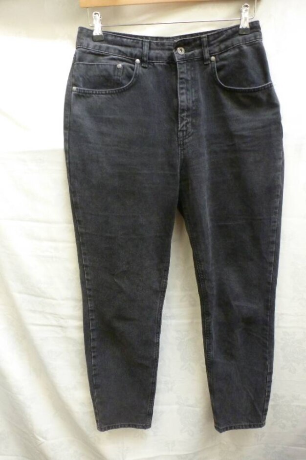 Ragged Denim Jeans Black Size: 30