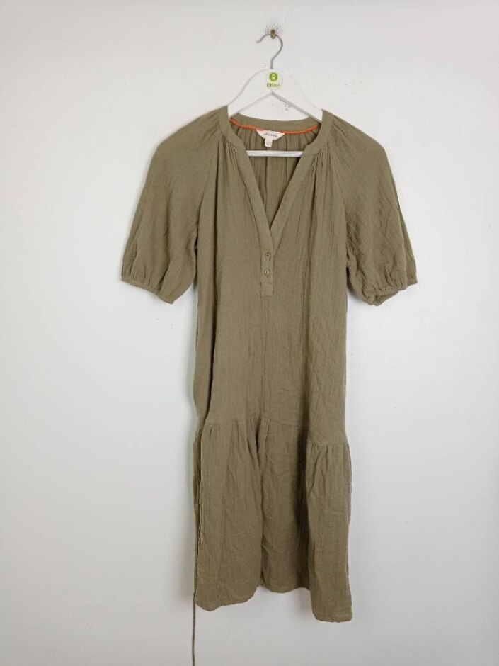 Peruna Nwot 100%cotton Women's Crinkle Short Dress Light Khaki Size: 8