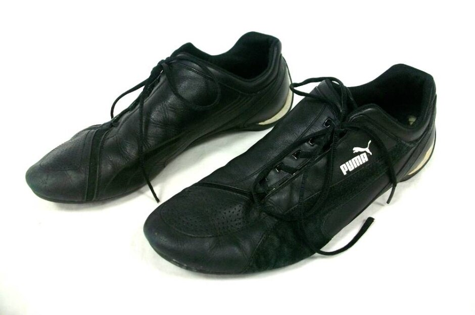 Puma Black Leather Trainers Size : 11
