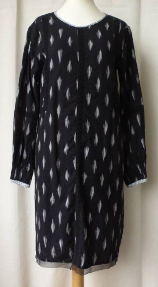 Maison De Nimes Ikat Peasant Midi Shift Dress Black Size: 8