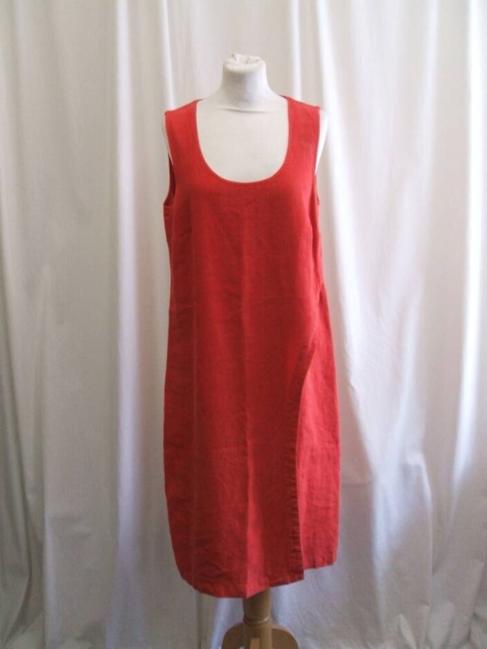 Oska Heavy Linen Dress Red Size: M