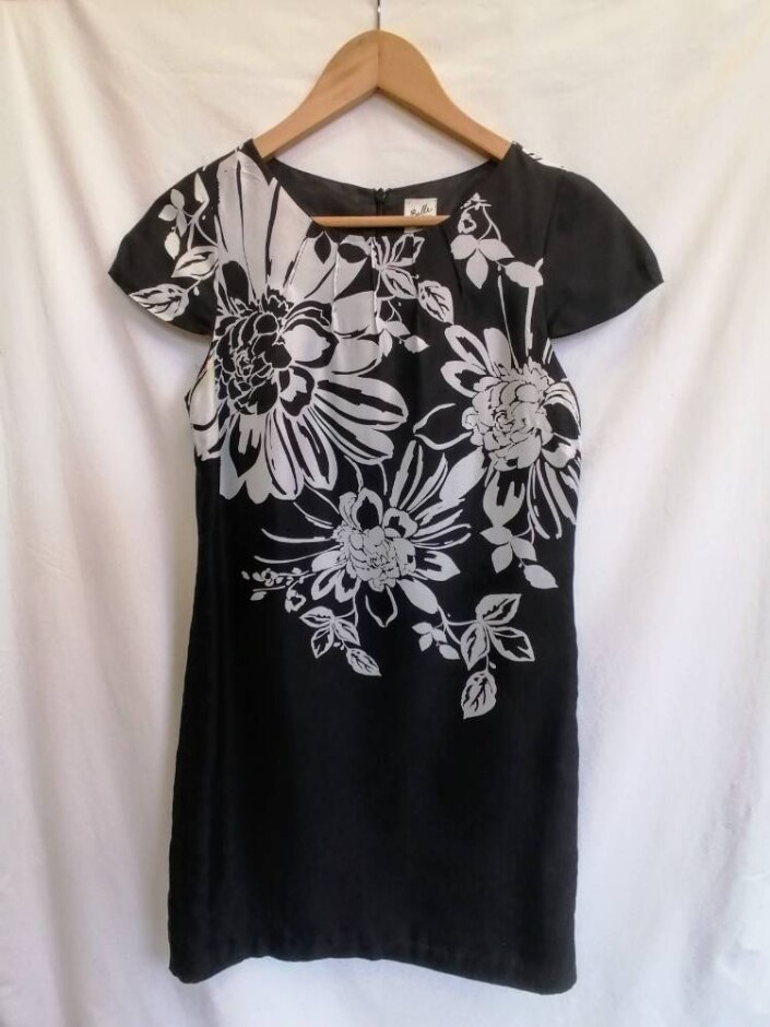 Oasis 100% Silk Dress In Black And White Size: 10