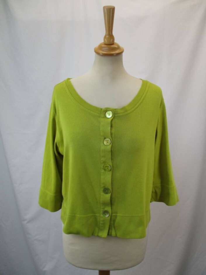 Hobbs Buttoned Long Sleeve Top  Lime Green Size: S