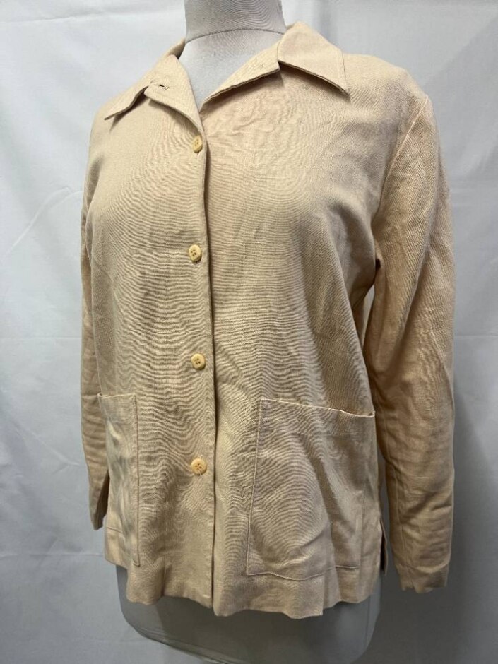 Classics By Jantzen Petites Vintage Linen Blend Jacket Pale Yellow Size: S