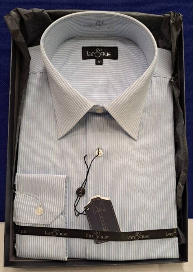 Gui Laroque Dress Shirt Blue & White Size: 17" Collar