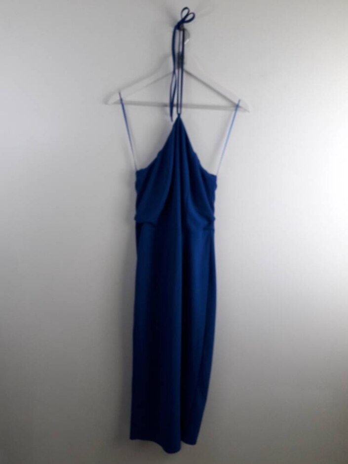 Coast New Halter Neck Midi Dress Blue Size: 12