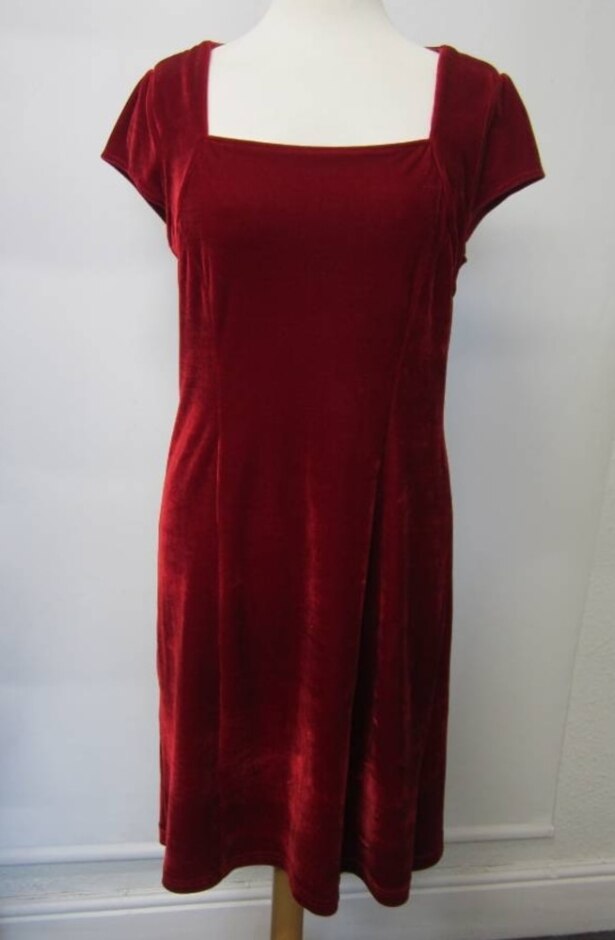 M&s Velvet Dress Red Size: M