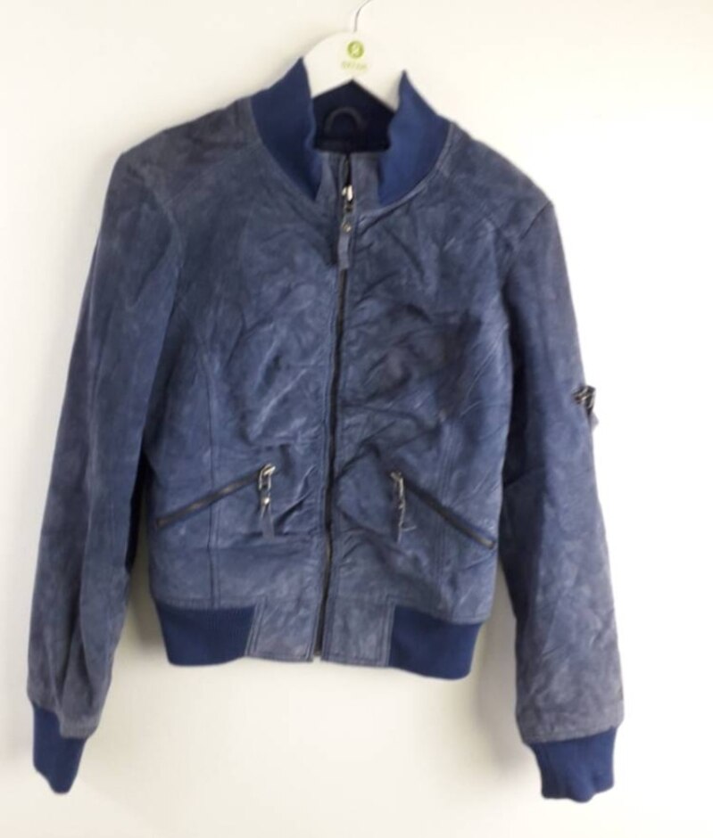 Le Chateau Vintage Real Suede Jacket Blue Size: M