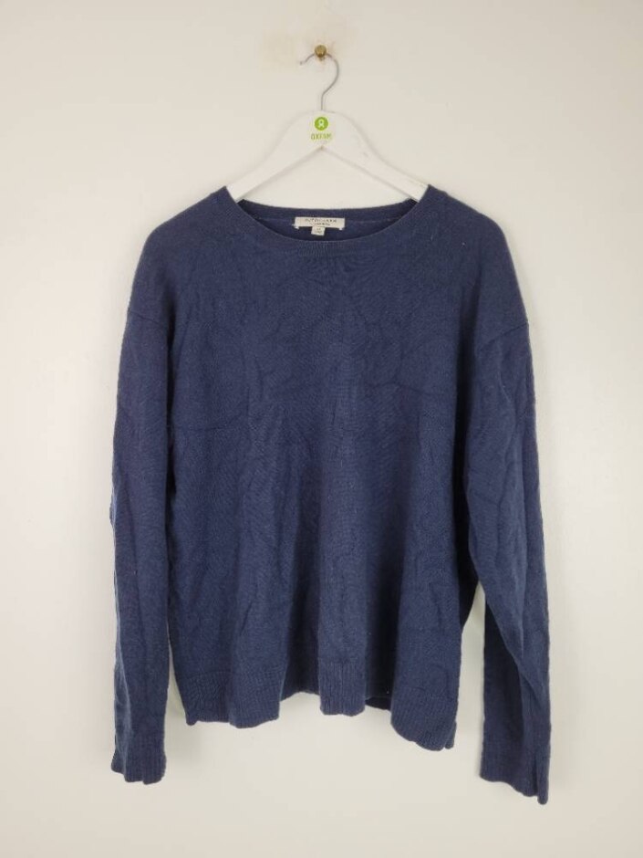 M&s Autograph Round Neck Cashmere Jumper Navy  Size: 20