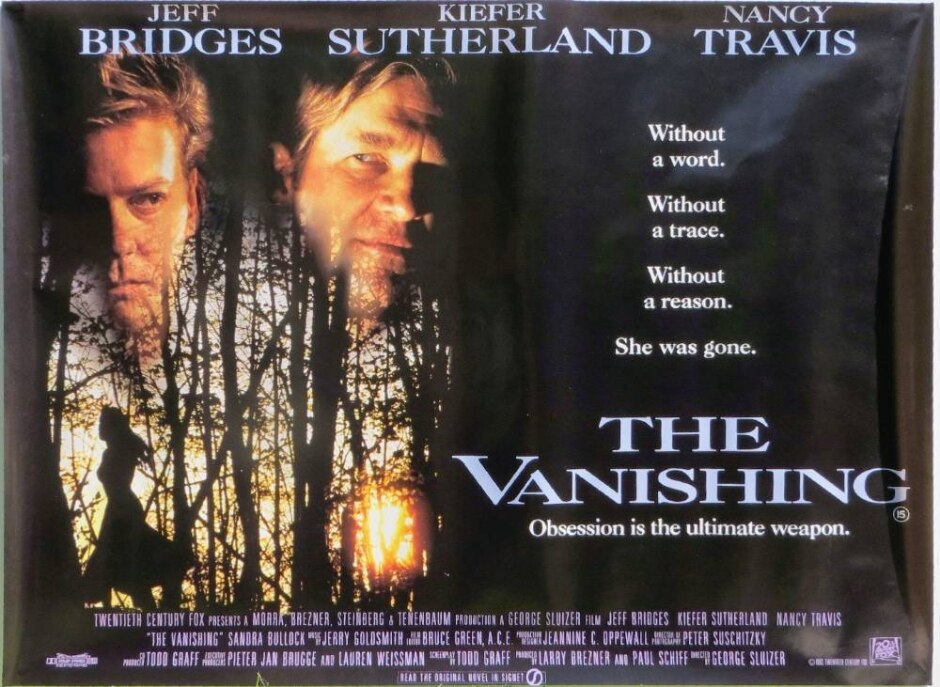 The Vanishing (1993) Jeff Bridges/kiefer Sutherland- Og Quad Poster *rolled Not Folded Exshop Stock*