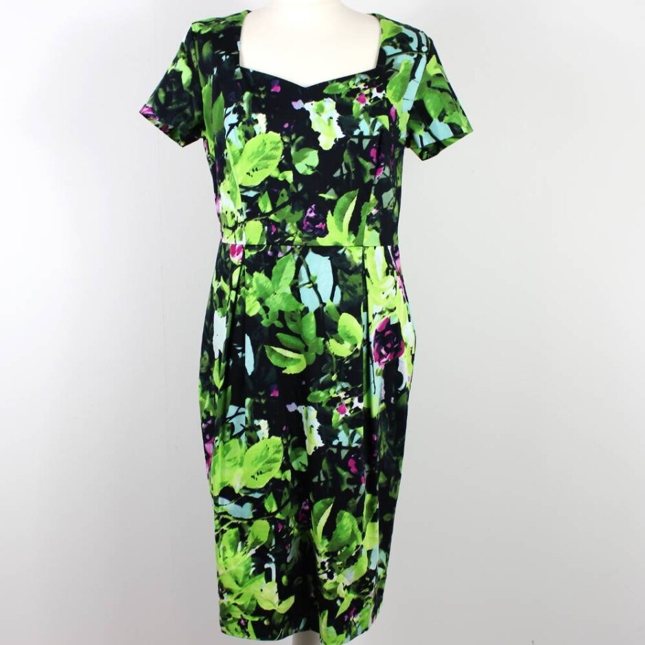 Kaleidoscope Short Sleeve Dress Green Mix Size: 14