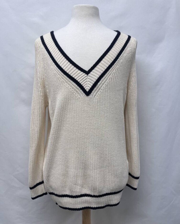 Hobbs  V-neck Cricket Sadie Sweater  Cream & Black  Size: M