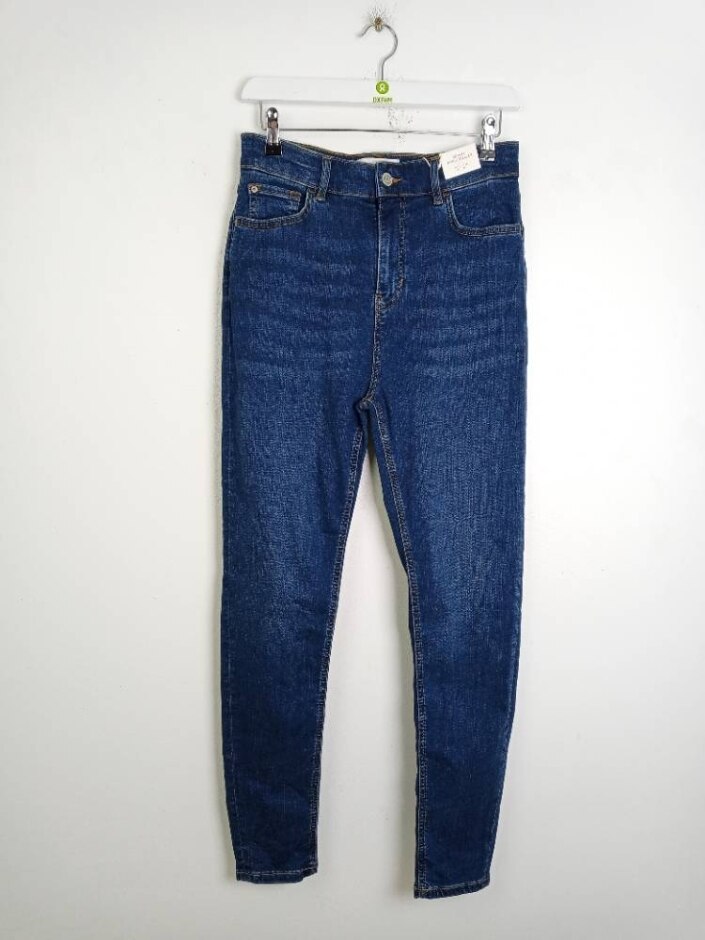 M&s Per Una High Rise  Skinny Ankle Grazer Jeans Blue Size: 12
