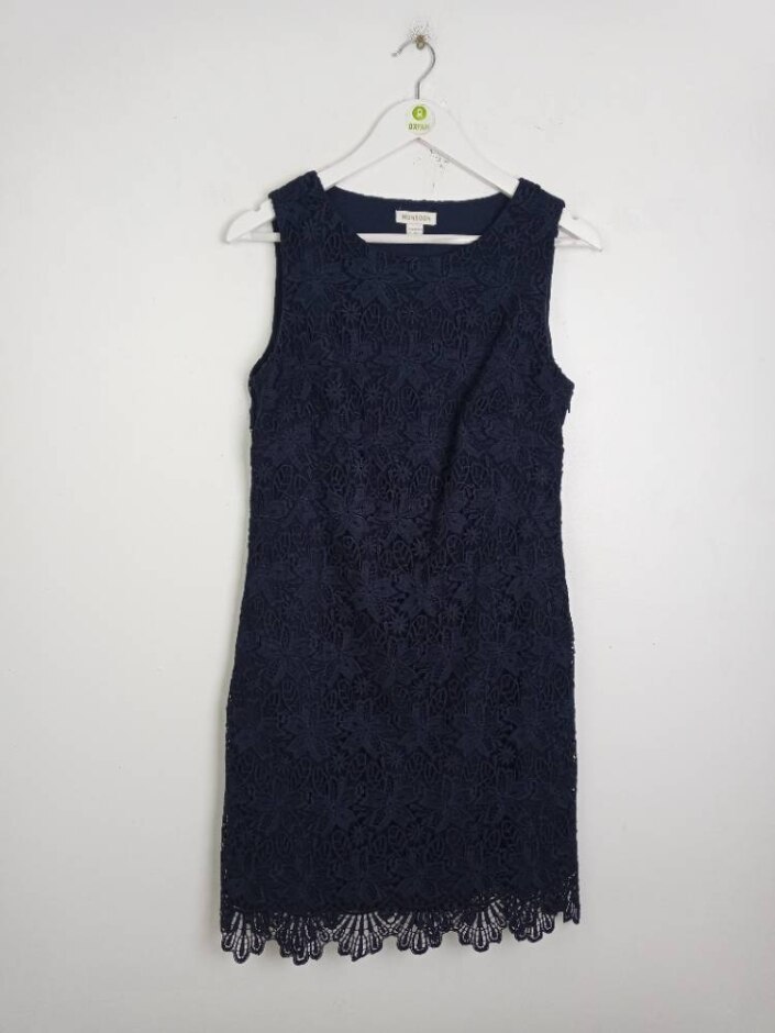 Monsoon Floral Embroidered Shift Dress Navy  Size: 12