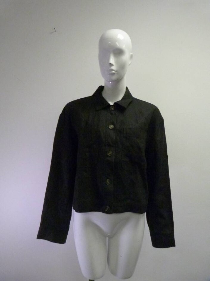 The White Company Cropped Black Denim Jacket Black Size: 16