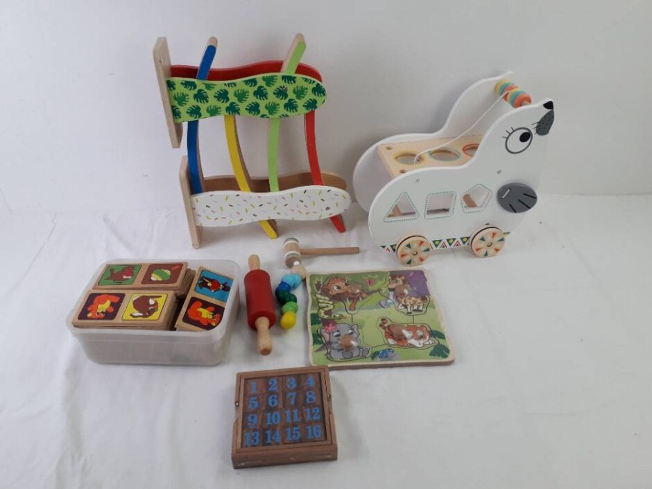 Kids Wooden Toys Peg Puzzle/rolling Pin/pull Along Seal 5xbundle Age:1+